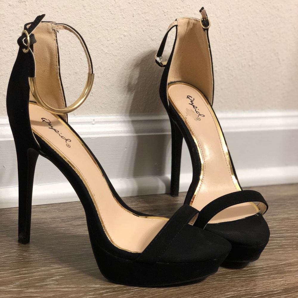 Black one strap heels